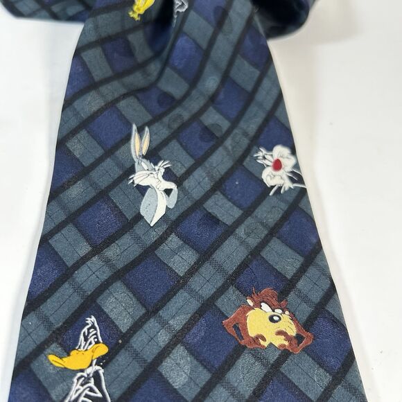 Looney Tunes Mania Vintage Neck Tie 100% Silk Tweety Taz Bugs Daffy - Picture 4 of 5